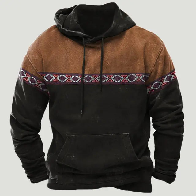 Western Aztec Patchwork Hoodie