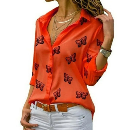 Women's White Chiffon Blouse - Long Sleeve Button-Up