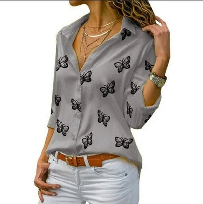 Women's White Chiffon Blouse - Long Sleeve Button-Up