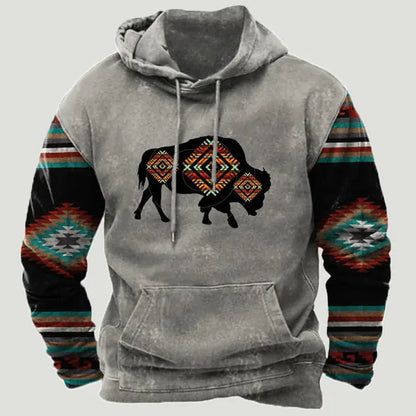 Western Aztec Patchwork Hoodie