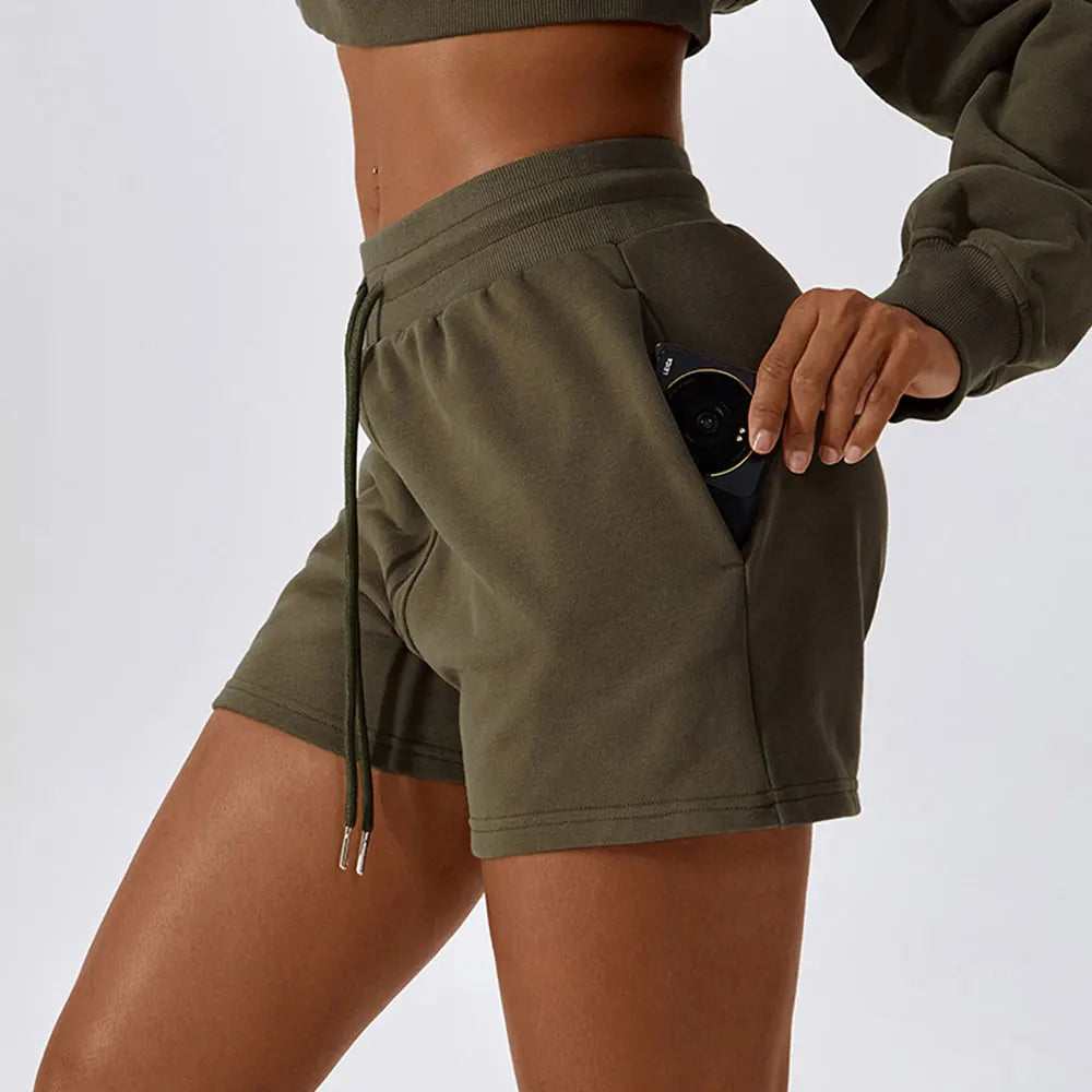 Women's Autumn Loose-Fit Drawstring Sports Shorts