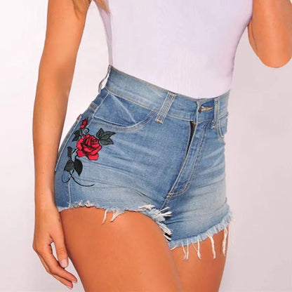 Rose Denim Shorts