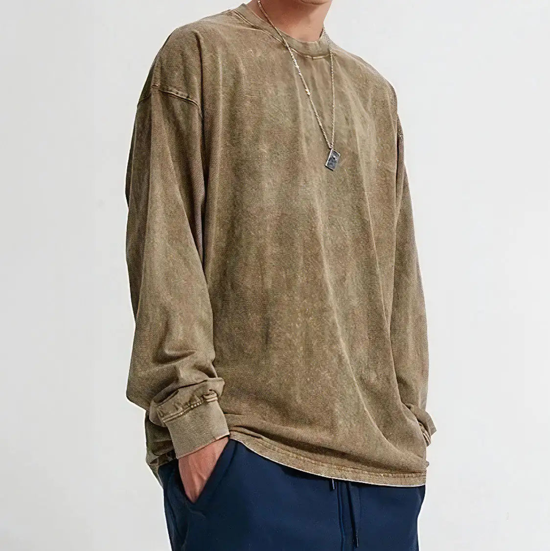 Loose Fit Washed Crewneck Shirt